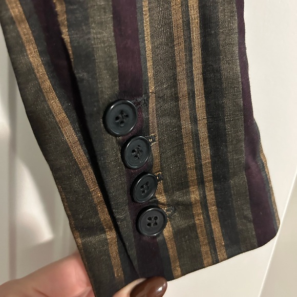 SMYTHE Linen Blend Single Button Closure Striped Blazer - Size 4 - Picture 5 of 7